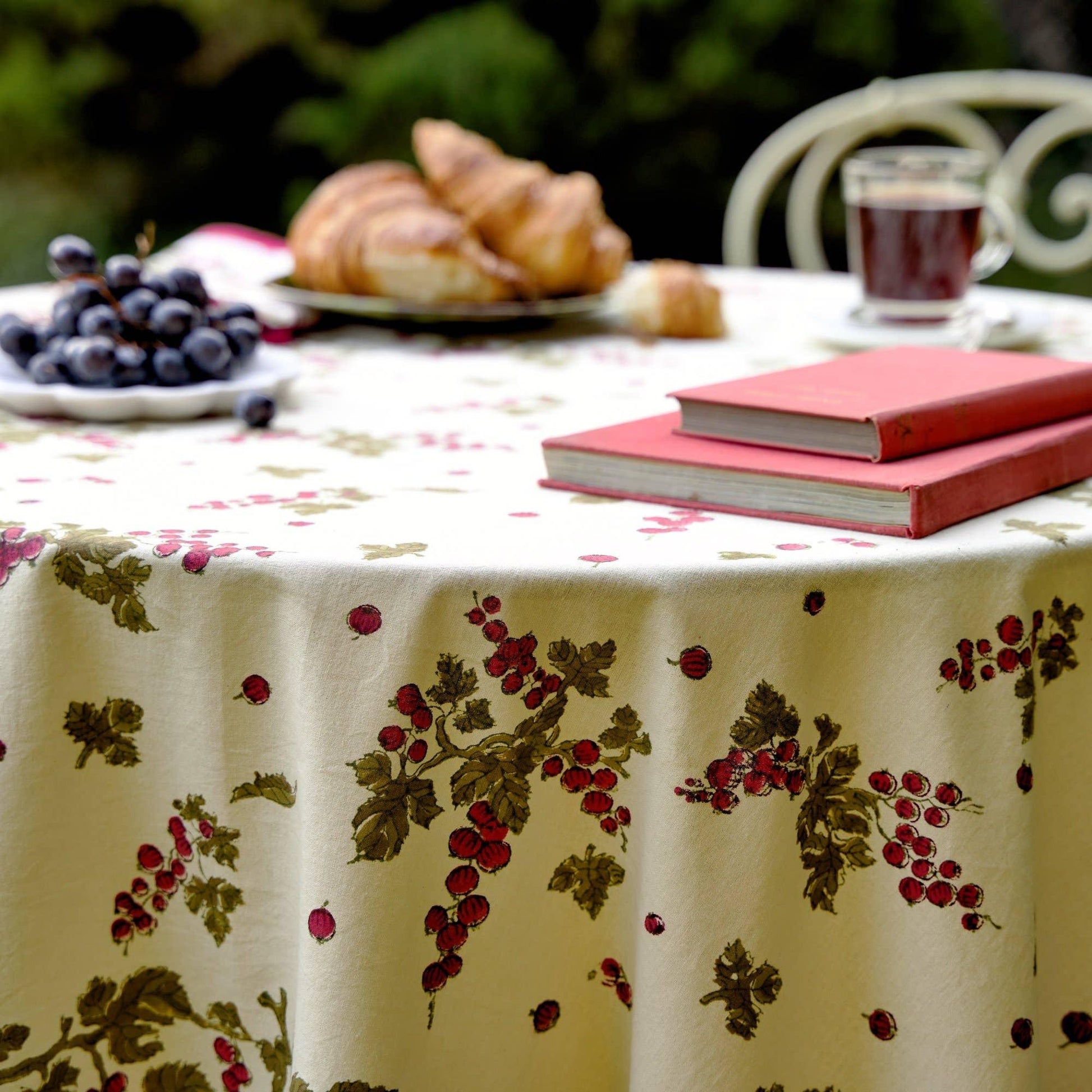 Couleur Nature Gooseberry Red & Green | French Tablecloth - Marcel’s Culinary Experience