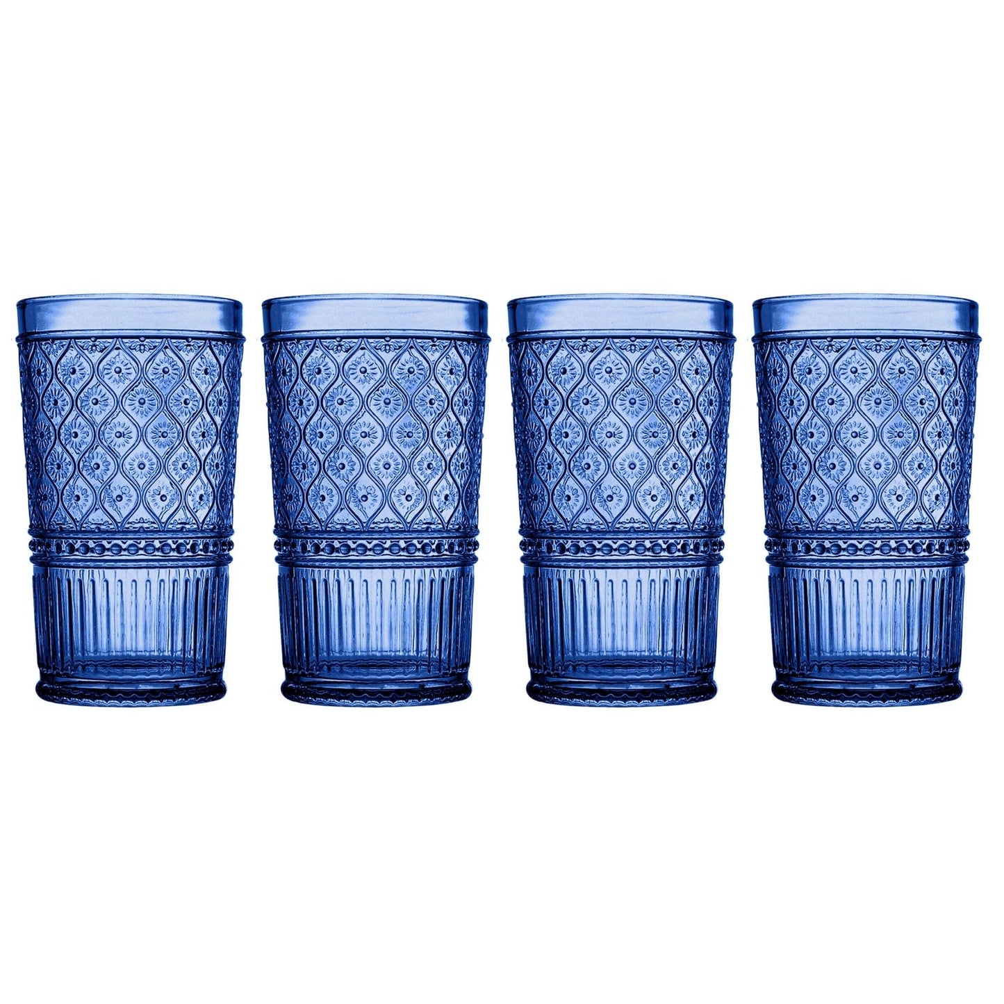 Claro Blue Highball Glasses Set of 4 - 17oz Unleaded Crystal by Godinger