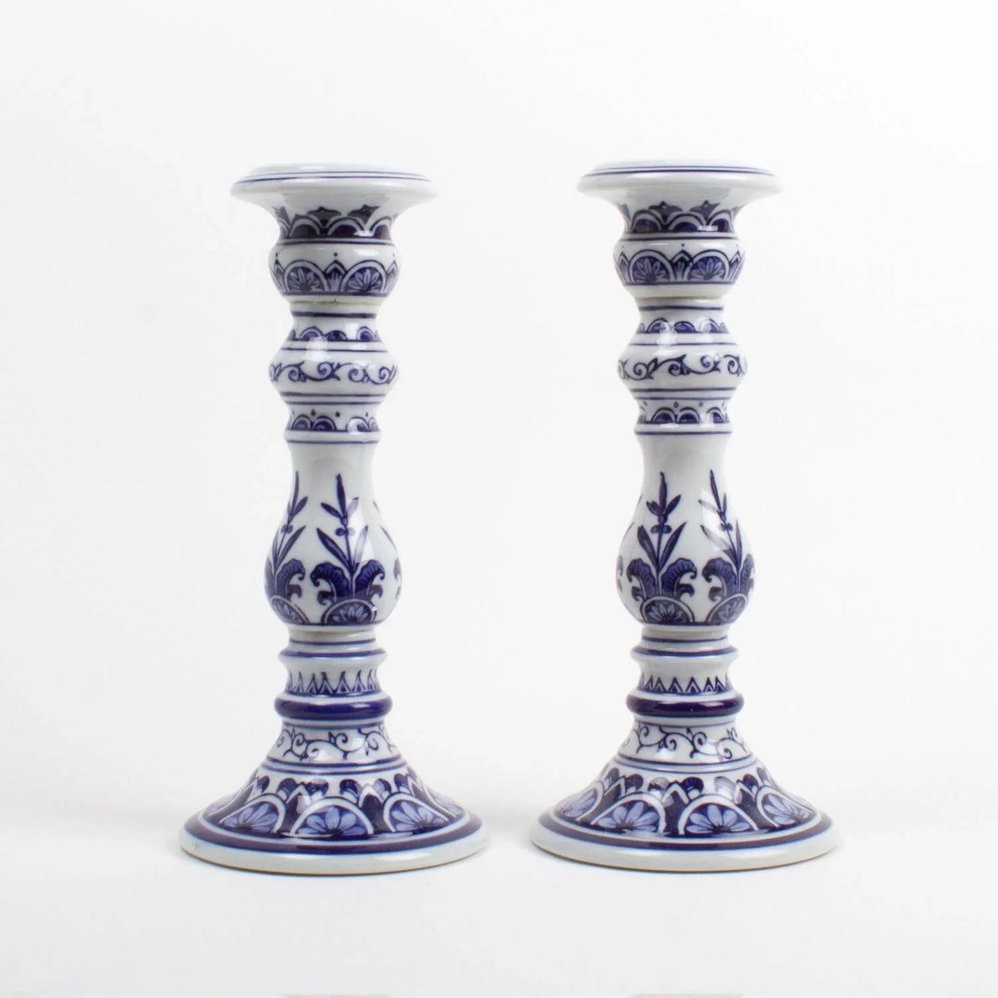 Blue Chinoiserie Candlestick Set - Large - Marcel’s Culinary Experience