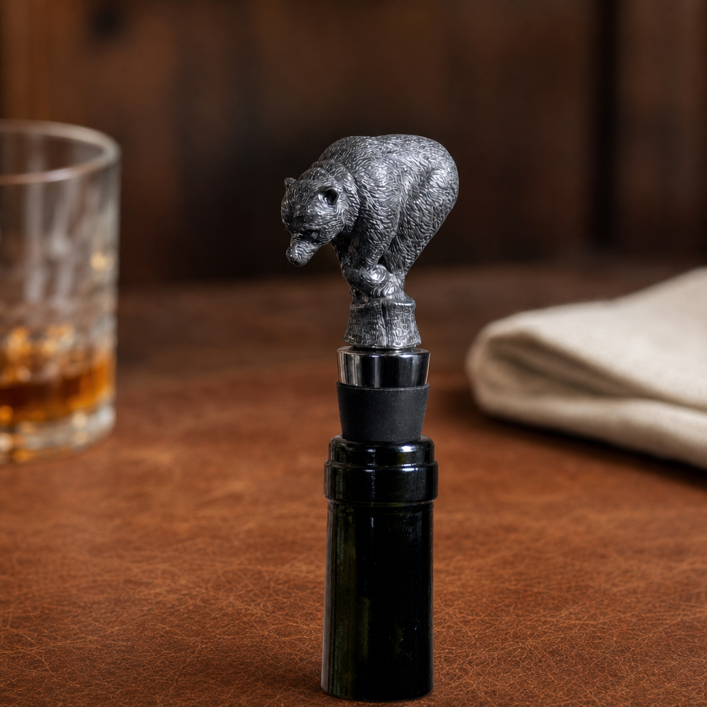 Pewter Bear Bottle Stopper | 4.5 Inch
