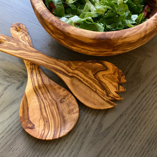 Natural Olivewood Salad Servers - Marcel’s Culinary Experience