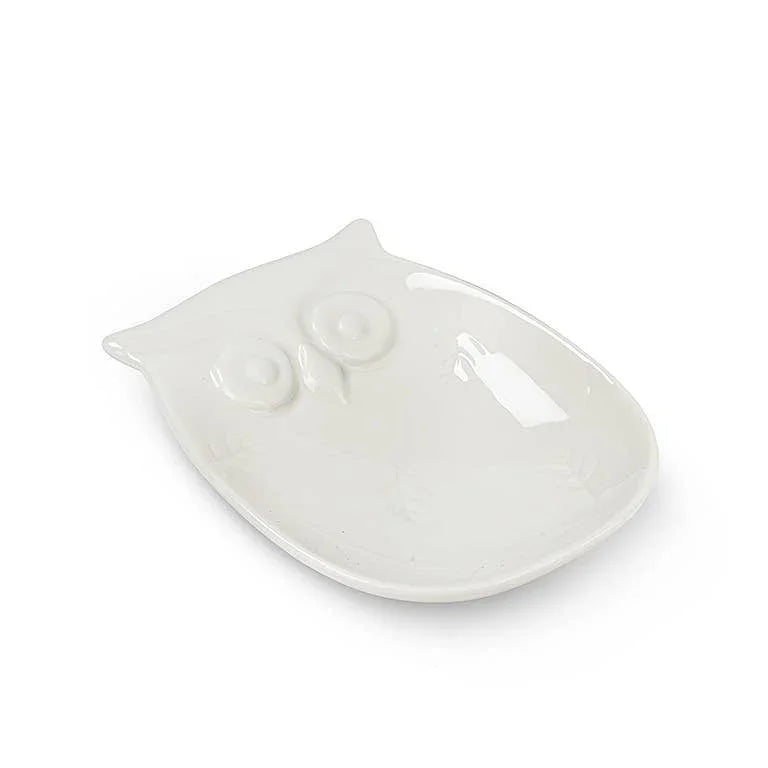 Owl Teabag Plate-Wht-4"L - Marcel’s Culinary Experience