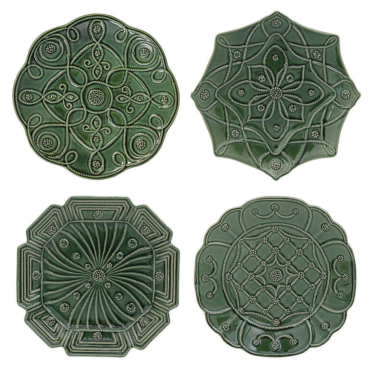 Juliska Jardins Du Monde Dessert/Salad Plate Assorted Set of 4 - Basil