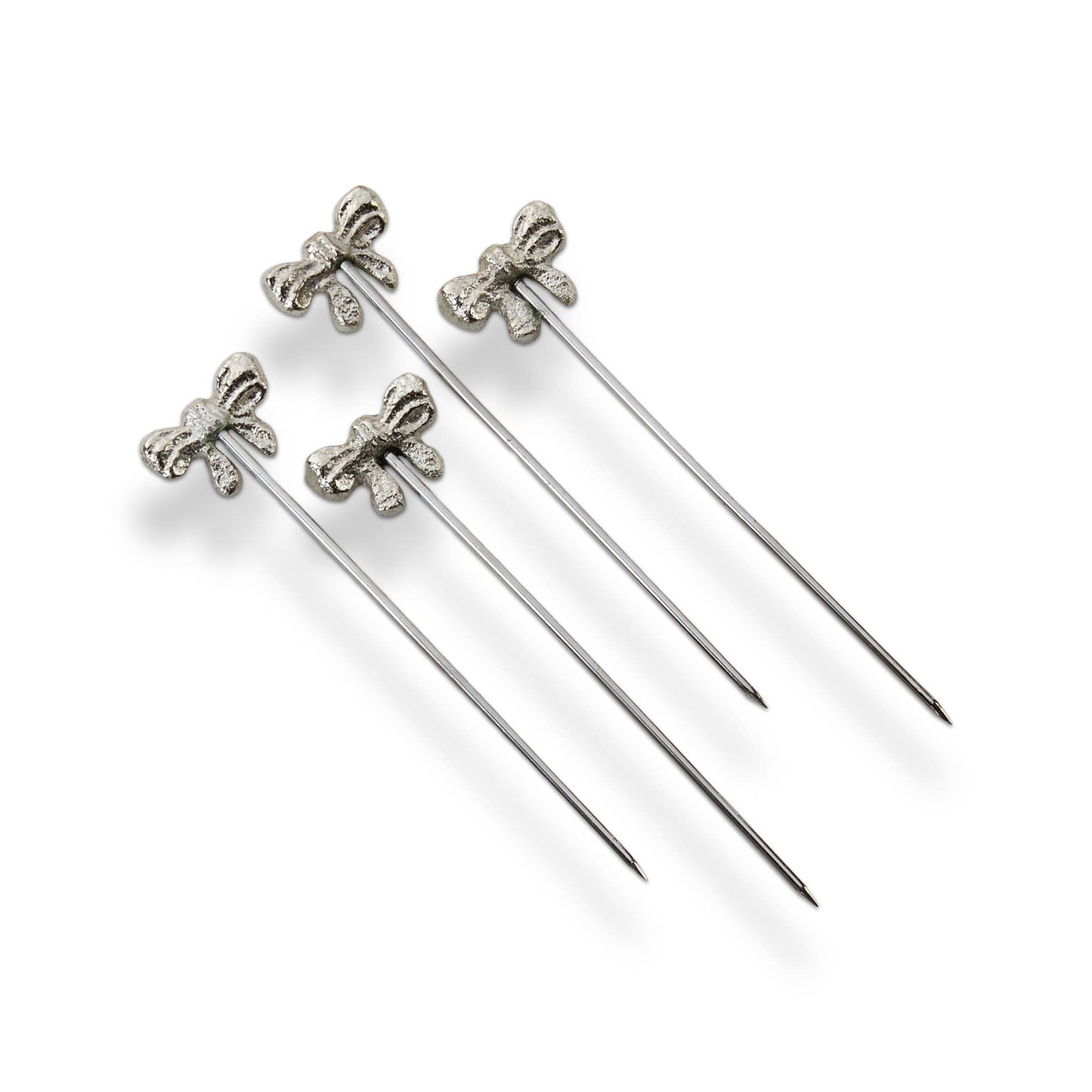 Silver Bow Cocktail Pick Set of 4 - Christmas