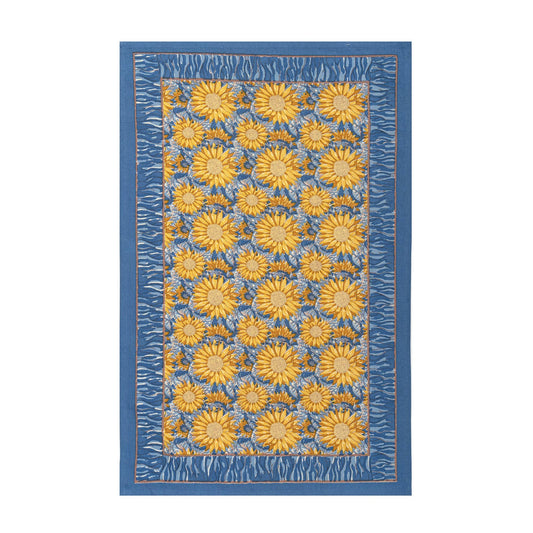 Couleur Nature Sunflower Yellow & Blue Dish Towels 20x30 - Hand-Printed Kitchen Towels