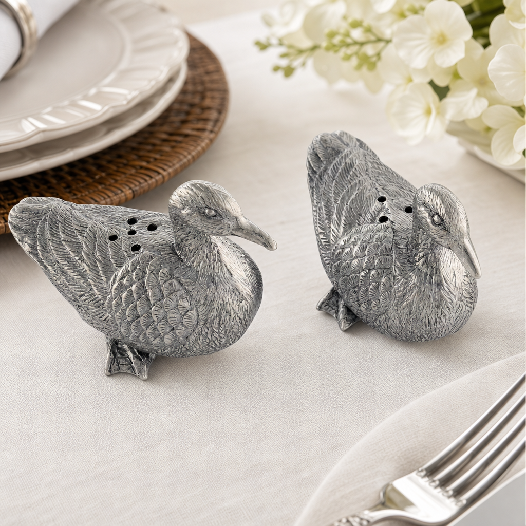 Pewter Mallard Duck Salt & Pepper Shakers