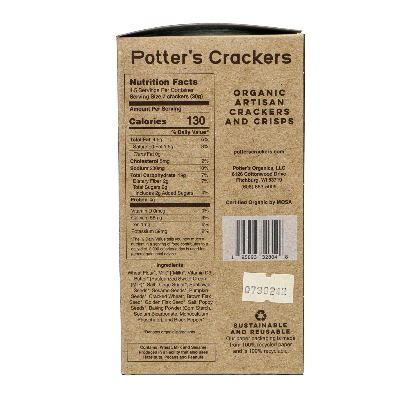 Potter's Crackers Organic Six Seed Crackers - 5 oz - Marcel’s Culinary Experience