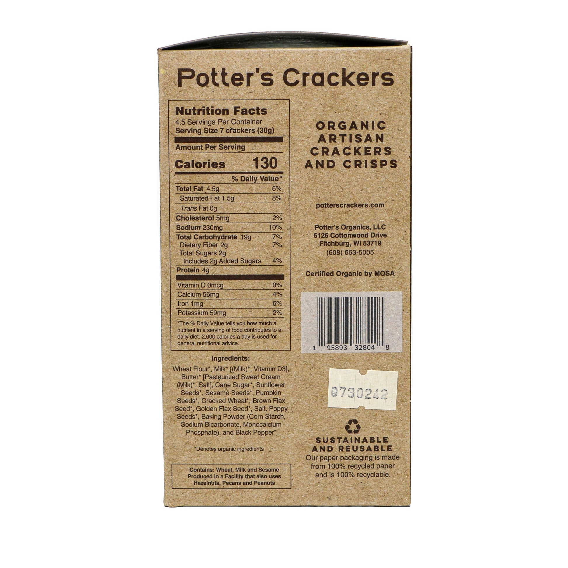 Potter's Crackers Organic Six Seed Crackers - 5 oz - Marcel’s Culinary Experience