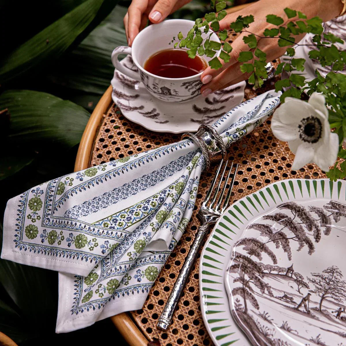 Juliska Seville Stripe Napkin - Green
