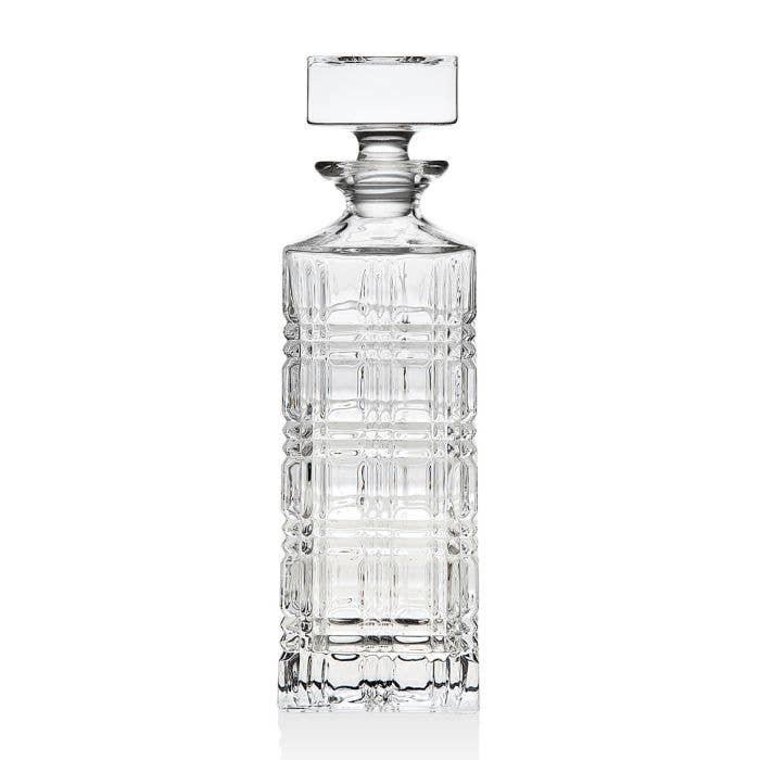Brookfield Whiskey Decanter 27oz - Unleaded Crystal with Plaid Cut Design