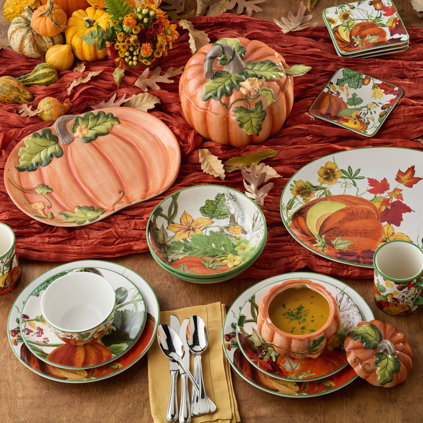 Harvest Morning Fall Pumpkin Platter 11.5 x 13.75 in.