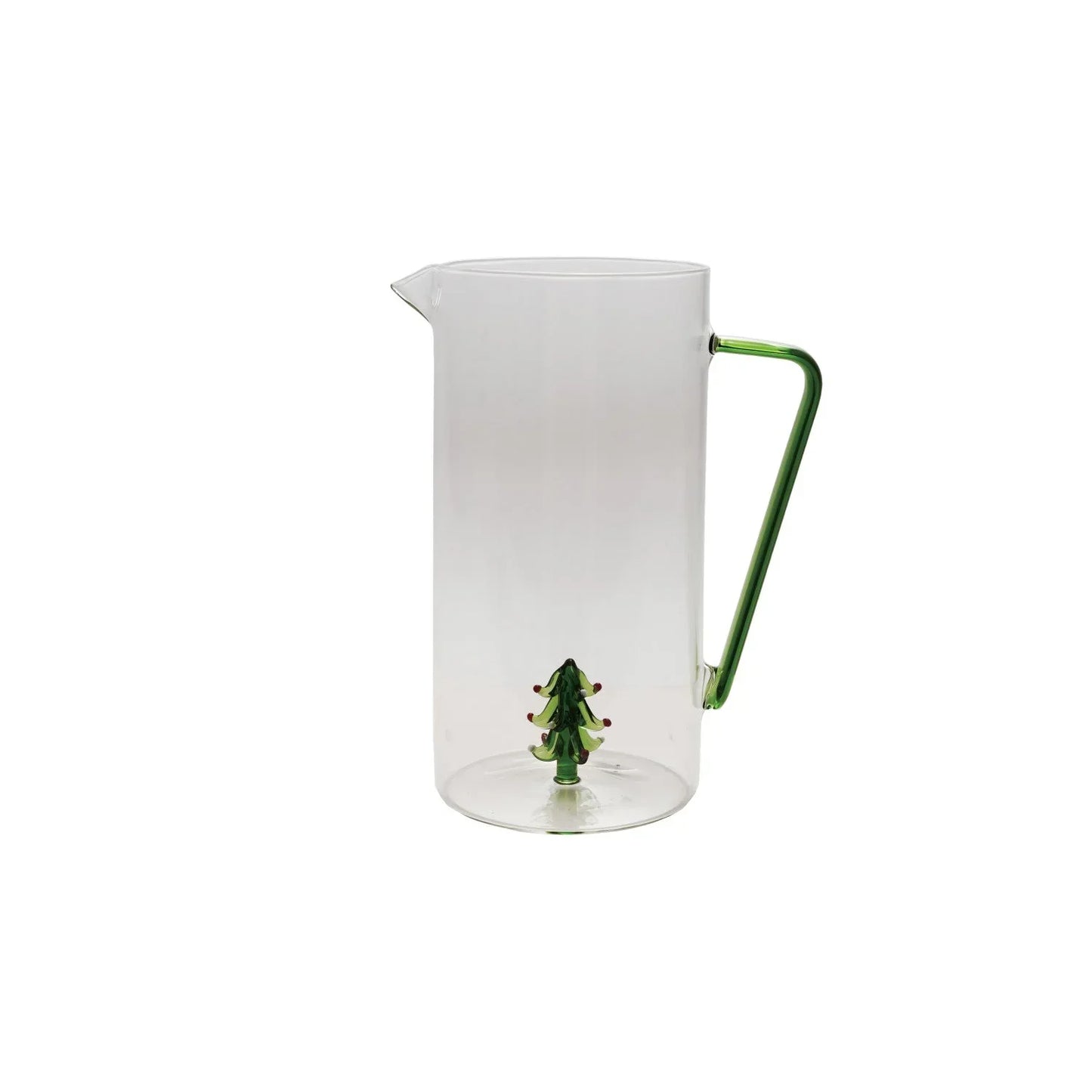 Glass Pitcher with Green Handle & Hand-Blown Tree Inside - Marcel’s Culinary Experience