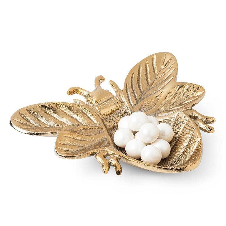 Small Flat Bee Tray-Gold-6"W - Marcel’s Culinary Experience