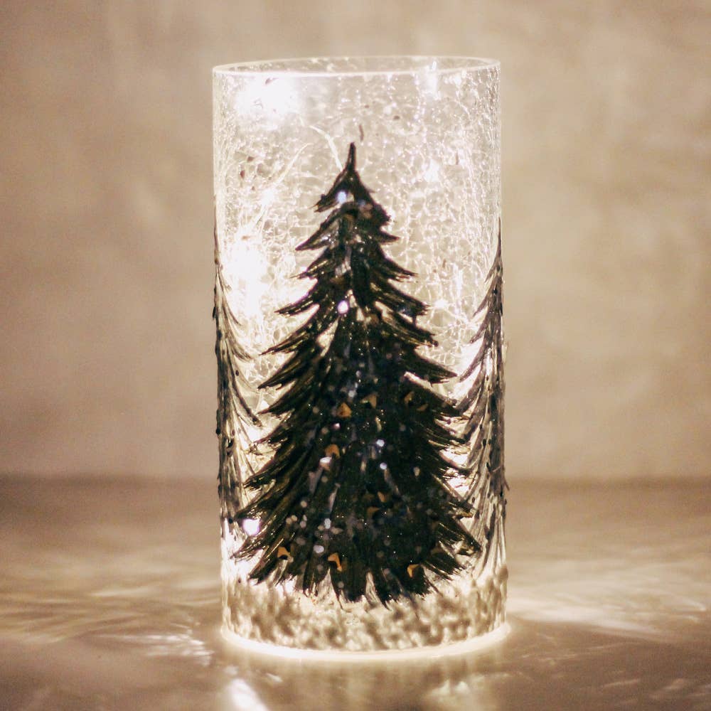 Gold Tree LED Glass Pillar
