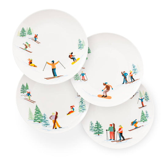 Ski Slopes Appetizer Plates, Set of 4