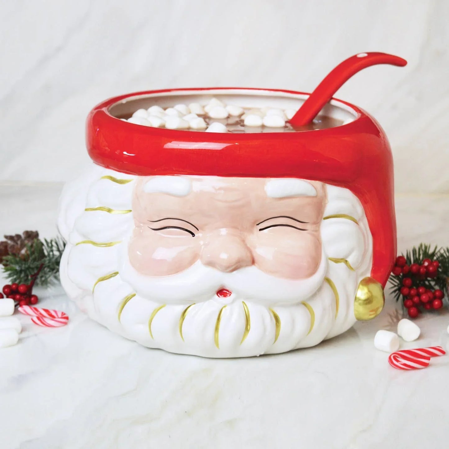 Red Santa Punch Bowl & Ladle - Marcel’s Culinary Experience