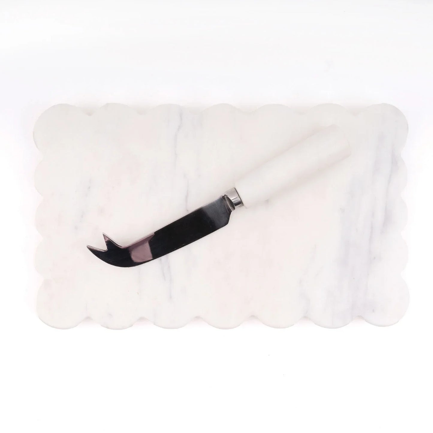 Scalloped Marble Cheese Board with Knife