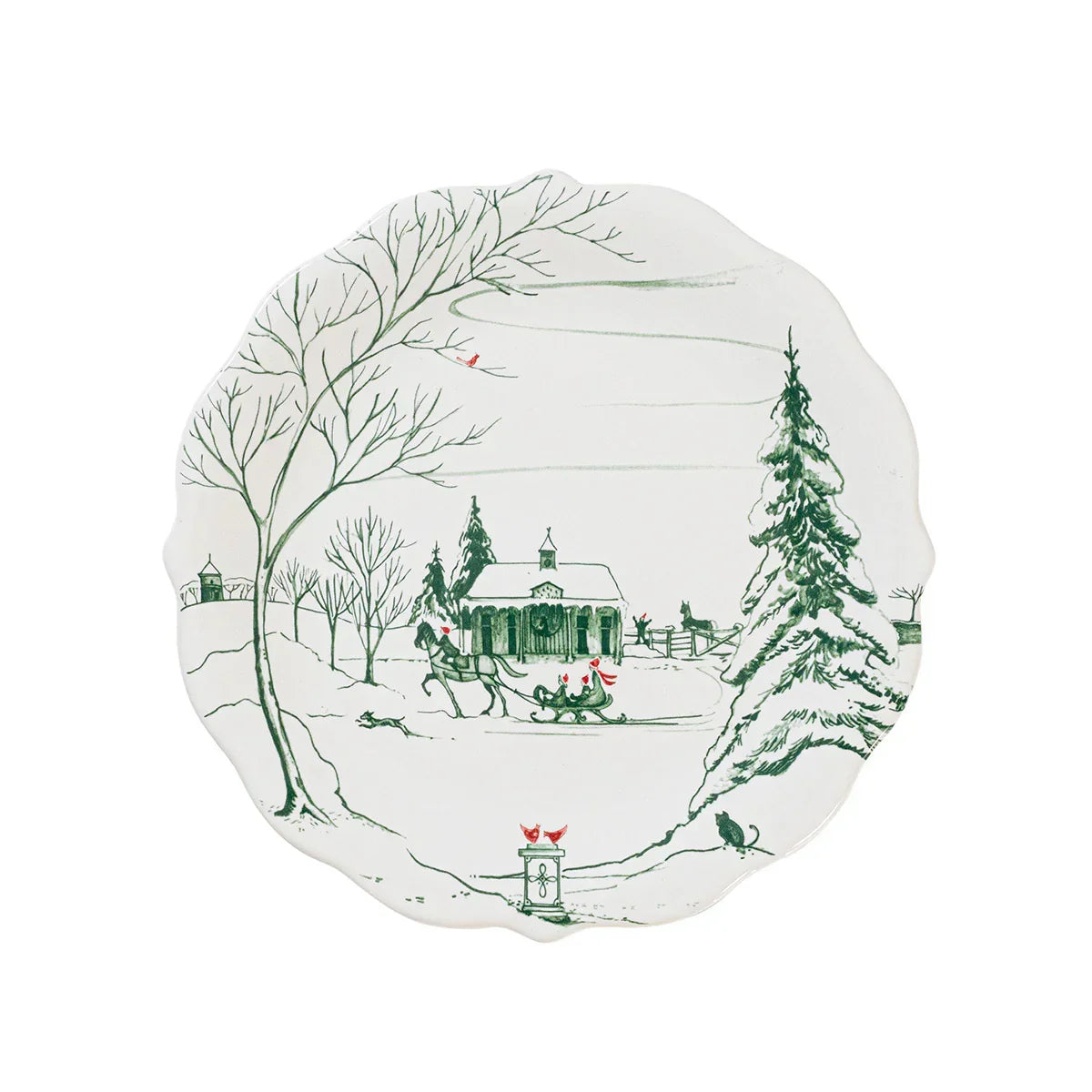 Juliska Country Estate Winter Frolic Party Plate Set/4 - Evergreen