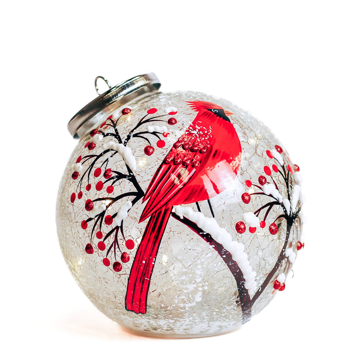 Snow Branch Glass Ornament LED