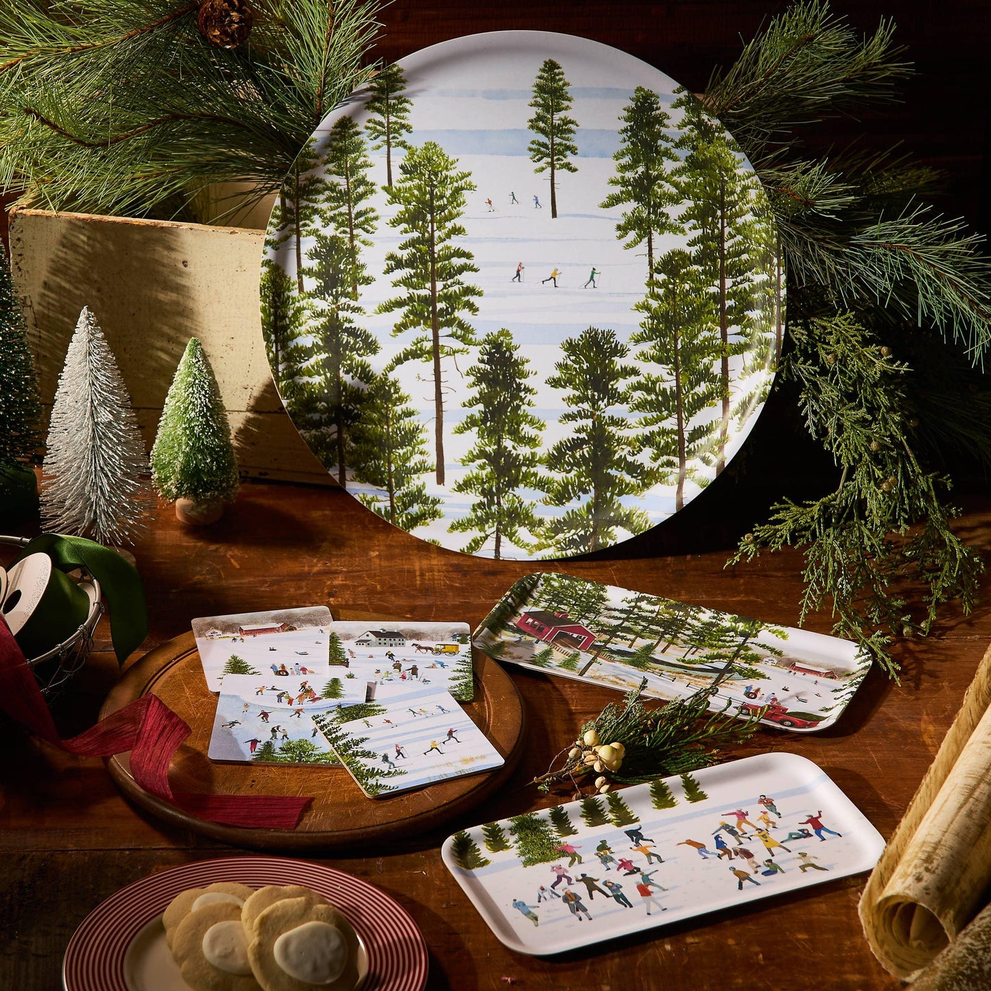 Caskata X Felix Doolittle Winter Skiers Large Round Tray - Marcel’s Culinary Experience