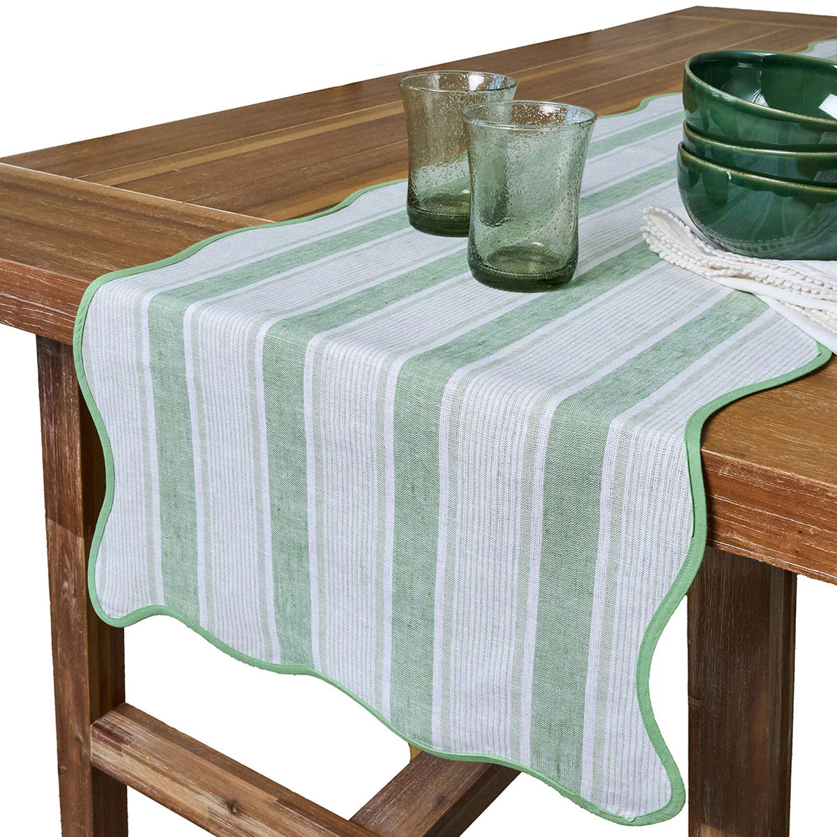 Juliska Cabana Stripe 18"x90" Table Runner - Seagrass