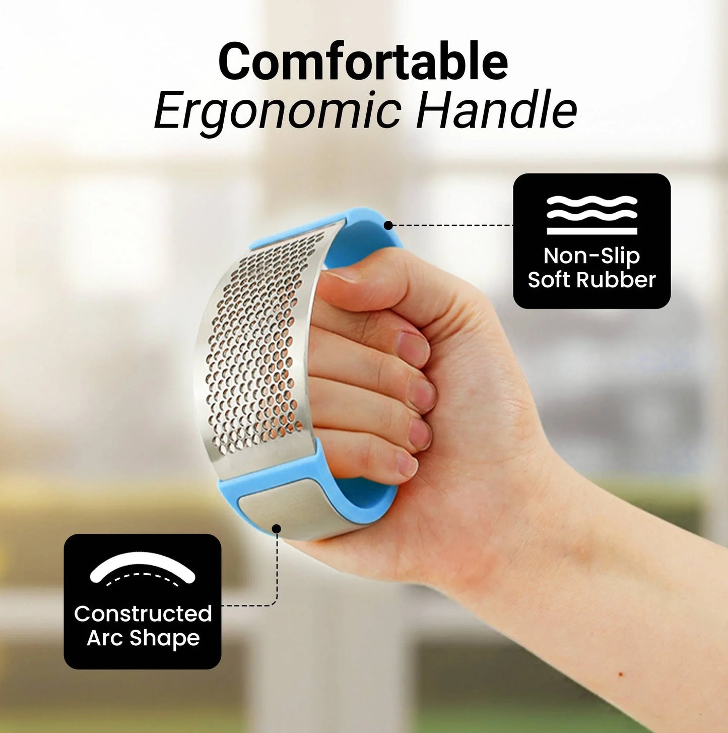 Garlic Press Rocker With Silicone Peeler & Scraper Set