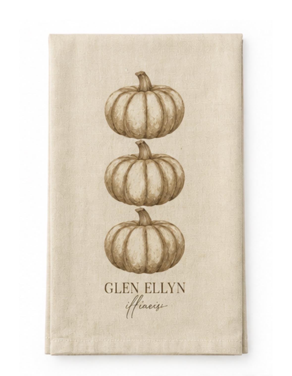 Pumpkin Stack Tea Towel - Glen Ellyn