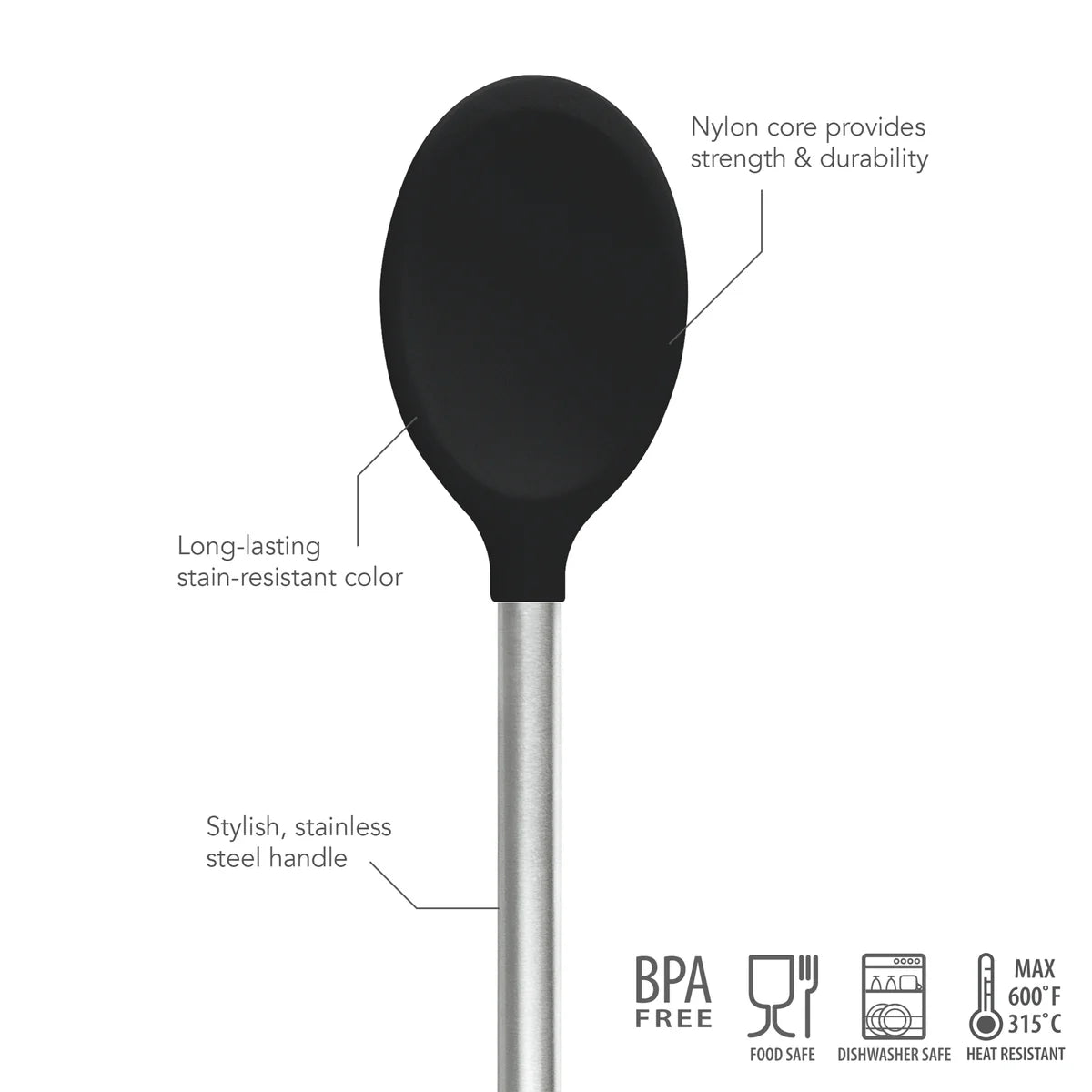 Tovolo Silicone and Stainless Steel Mixing Spoon - Black