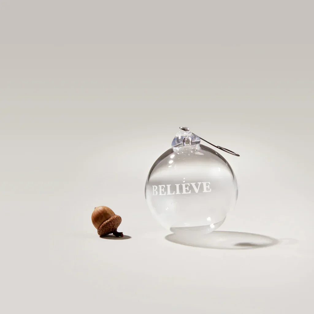 Simon Pearce Round Ornament - Believe