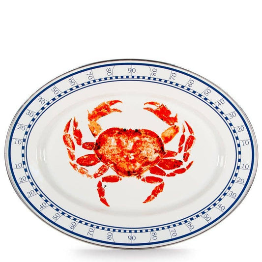 Golden Rabbit Crab House Enamelware Oval Platter - 12 x 16 inch