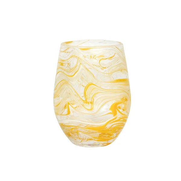 Juliska Puro Marbled Stemless Wine Glass - Yellow - Marcel’s Culinary Experience