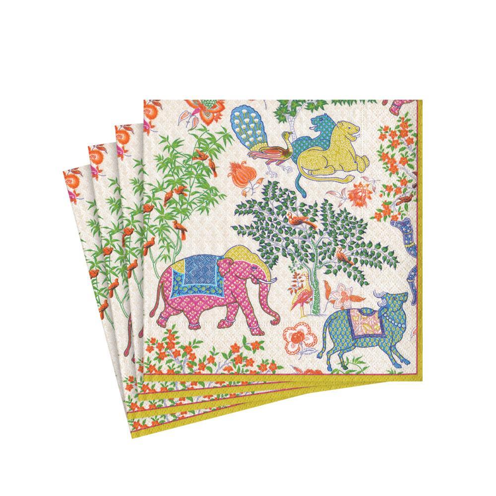 Caspari Le Jardin De Mysore Paper Cocktail Napkins - 20 Per Package