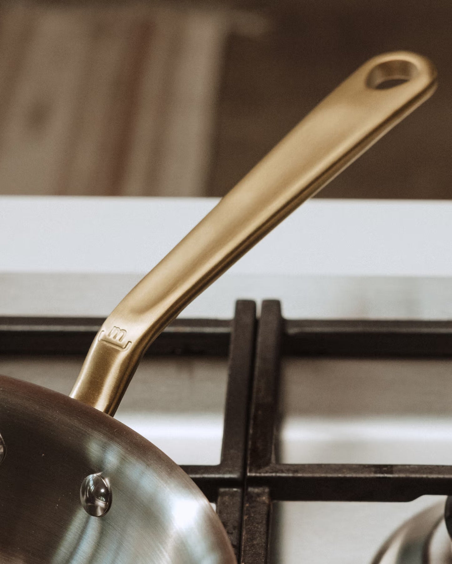 Made In Stainless Clad Frying Pan with Brass Handle