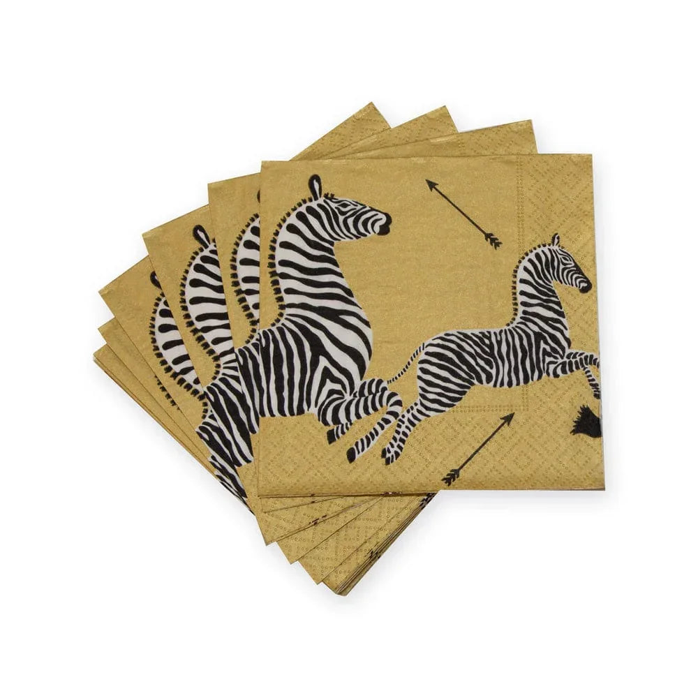 Zebras Paper Cocktail Napkins in Gold - Marcel’s Culinary Experience