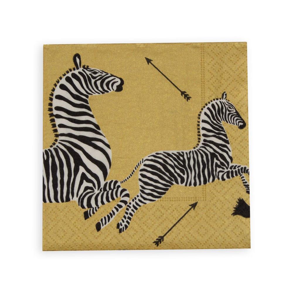 Zebras Paper Cocktail Napkins in Gold - Marcel’s Culinary Experience