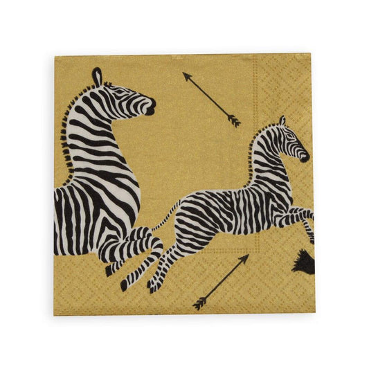 Zebras Paper Cocktail Napkins in Gold - Marcel’s Culinary Experience
