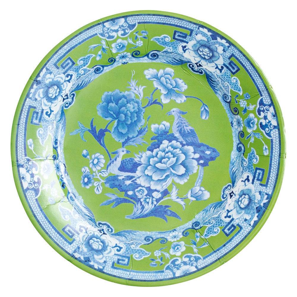 Caspari Green And Blue Plate Paper Dinner Plates - 8 Per Package