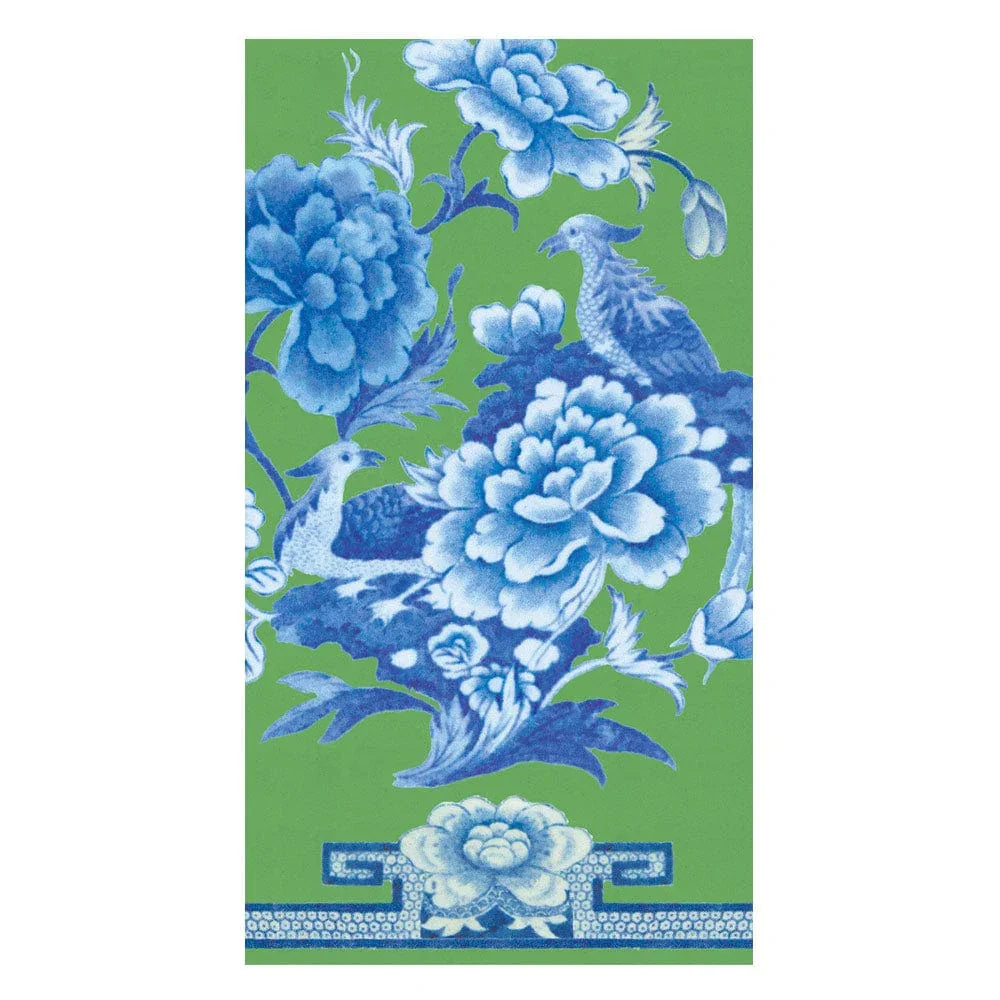 Caspari Green And Blue Plate Guest Towel Napkins - 15 Per Package - Marcel’s Culinary Experience