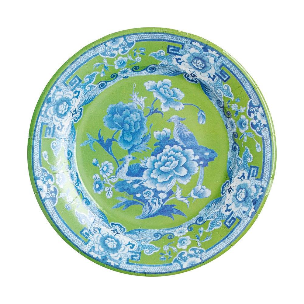 Caspari Green And Blue Plate Paper Salad/Dessert Plates - 8 Per Package