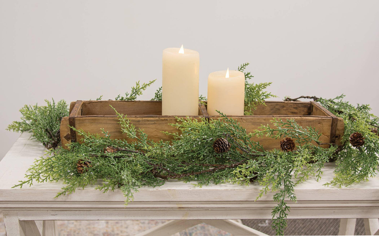 Glistening Weeping Cedar & Pine Cones Garland - 6 Ft. - Marcel’s Culinary Experience