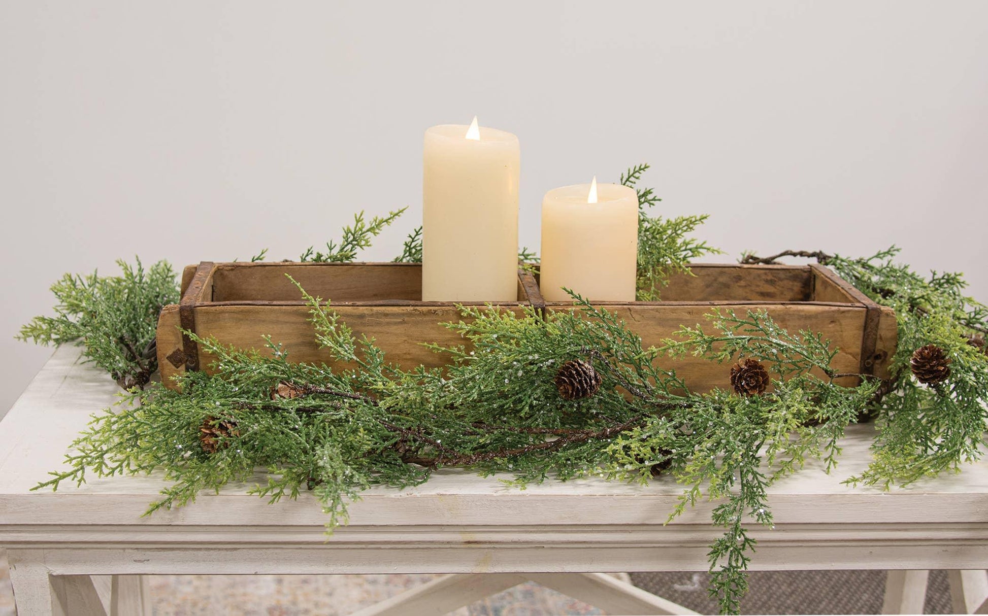 Glistening Weeping Cedar & Pine Cones Garland - 6 Ft. - Marcel’s Culinary Experience
