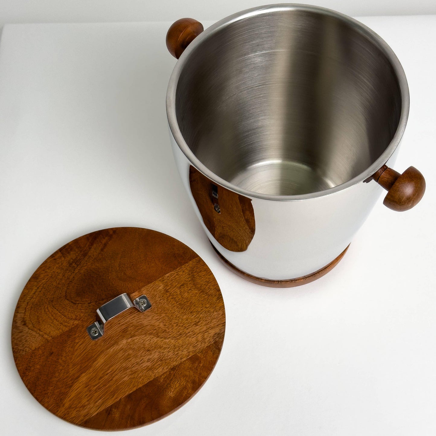 Polished Aluminum & Wood Ice Bucket - Marcel’s Culinary Experience