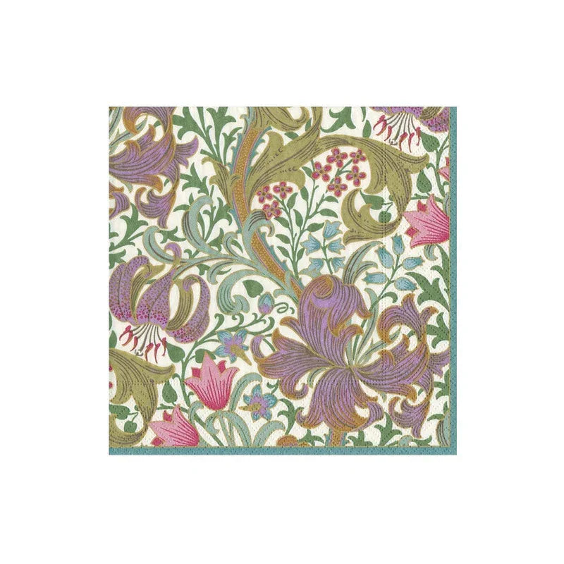 Caspari Greenen Lily-Ivory Boxed Cocktail Napkins - 40 Per Box - Marcel’s Culinary Experience