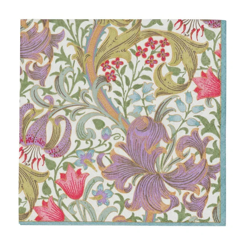 Caspari Golden Lily-Ivory Cocktail Napkins - 20 Per Package - Marcel’s Culinary Experience