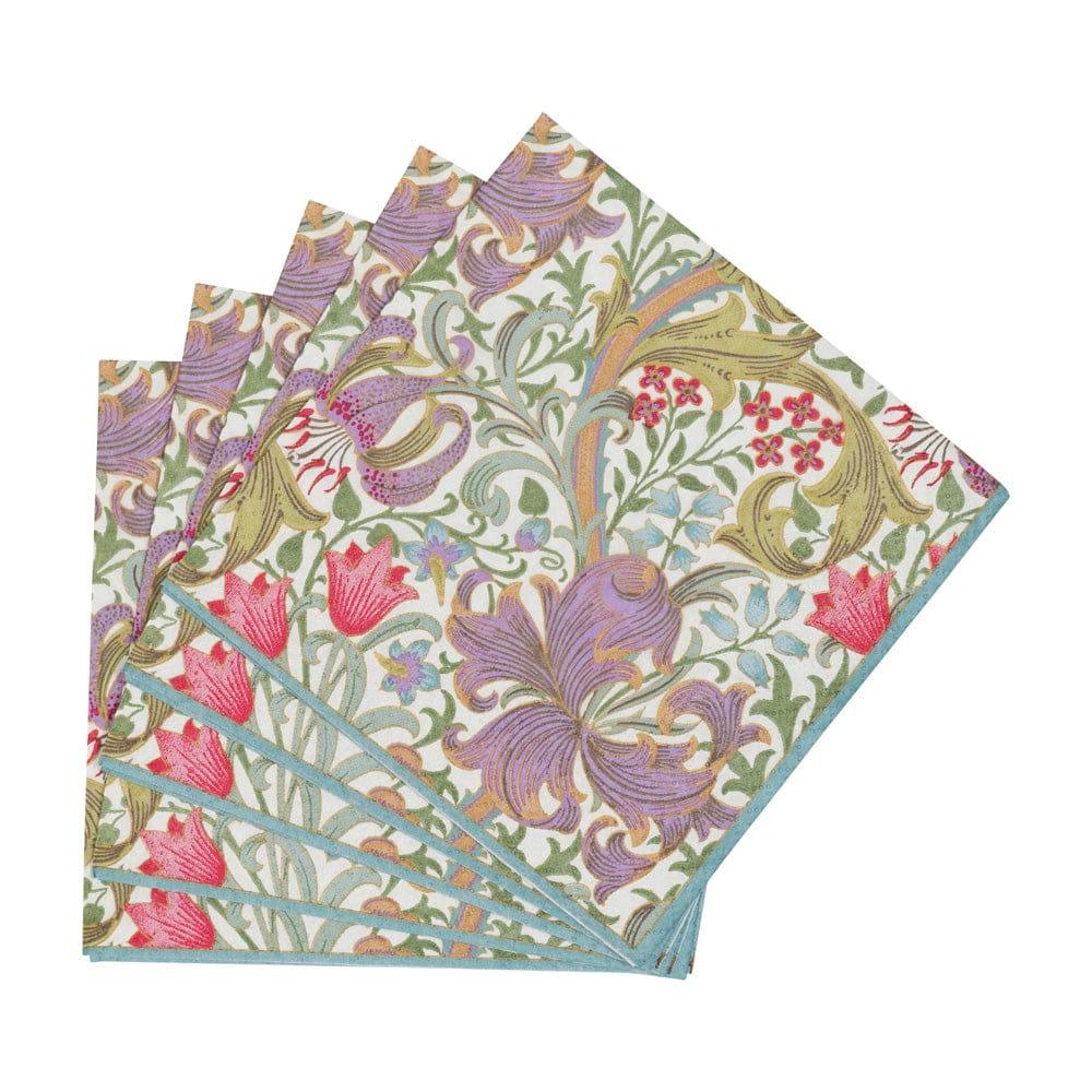 Caspari Golden Lily Ivory Cocktail Napkins - 20 Pack