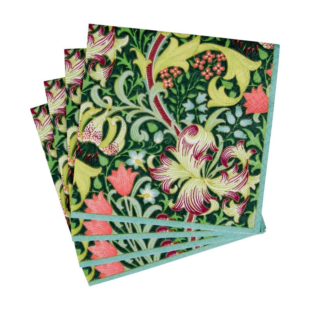 Caspari Golden Lily Forest Cocktail Napkins - 20 Pack