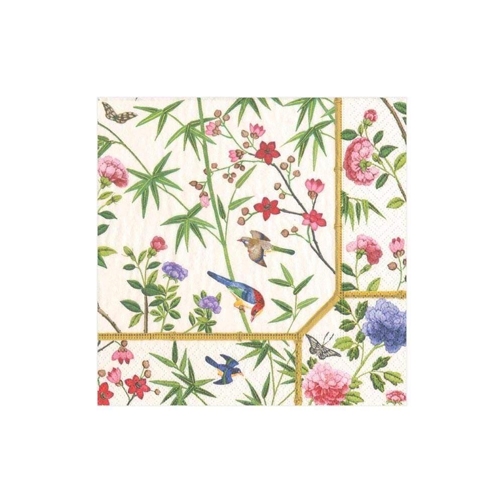Caspari Chinese Wallpaper Cream Cocktail Napkins - 20 Pack
