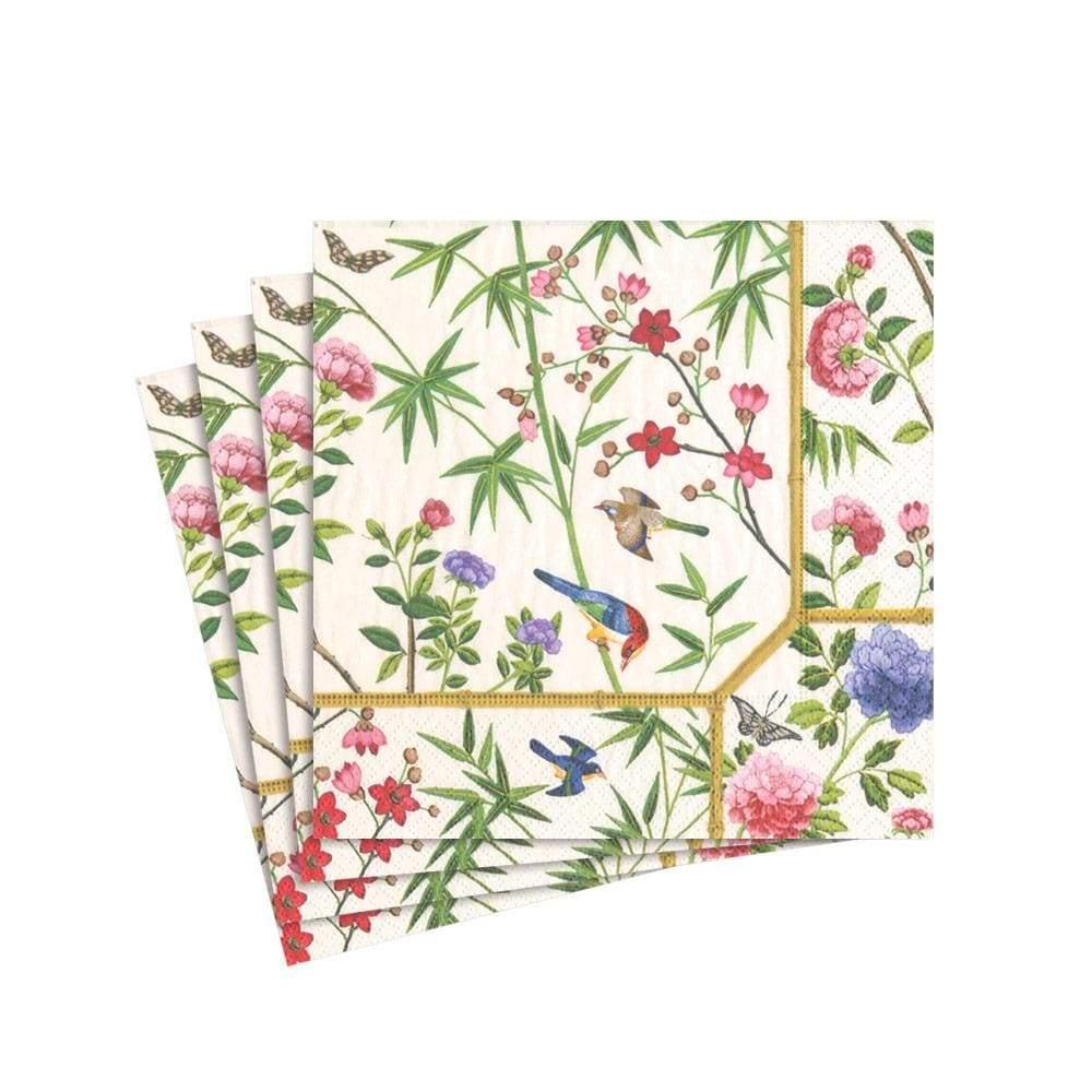 Caspari Chinese Wallpaper Cream Cocktail Napkins - 20 Pack