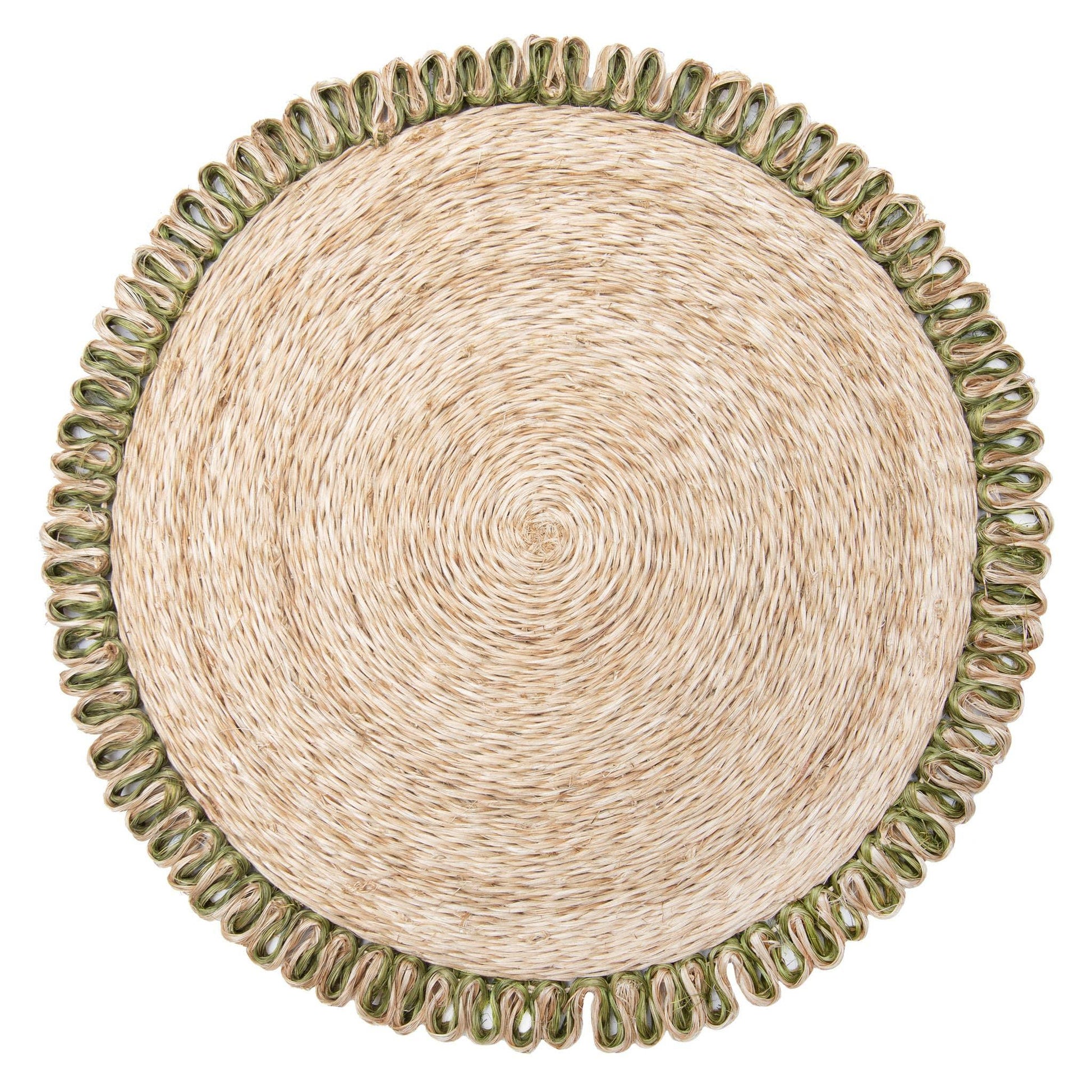 Couleur Nature Loopy Abaca Natural & Olive Green | Placemat - Set of 4 - Marcel’s Culinary Experience