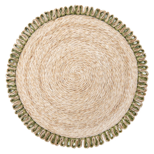 Couleur Nature Loopy Abaca Natural & Olive Green | Placemat - Set of 4 - Marcel’s Culinary Experience
